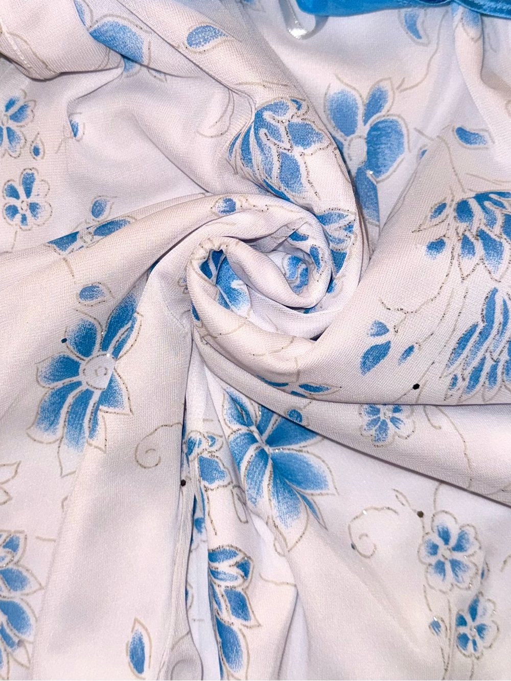 Taboo White Mini Dress with Blue Floral Accents